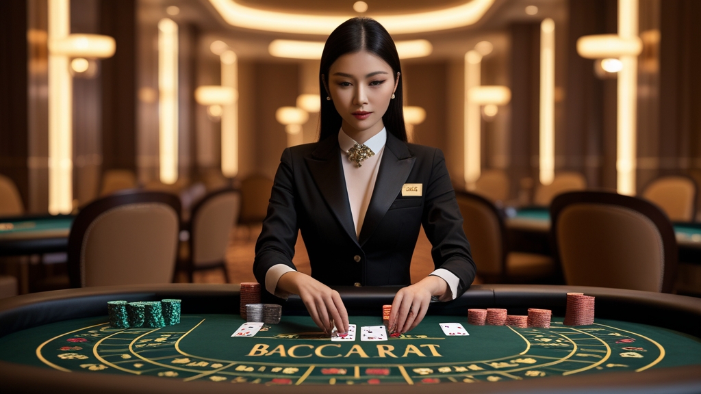 Sòng bài Open88 dealer xinh đẹp baccarat